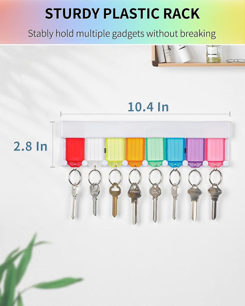 Uniclife Key Tag Rack Slot Style Plastic Wall Mounted Key Holder Organizer with Transparent Tough Key Tag Identifiers Markers in 8 Assorted Colors - Image 3